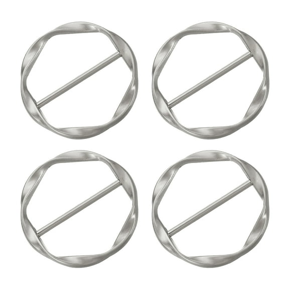 Uxcell 4 Pack T-shirt Clips, 34mm(1-5/16") Round Metal Silk Scarf Ring Clipfor Women Scarf, Loose T-shirt, Matte Silver
