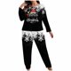 thumbnail image 2 of Conjunto de pantalones y blusa de poliéster para mujer, de manga larga, con estampado de moda, informal, para estar en casa, talla grande, 2 of 4