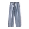 thumbnail image 5 of Fabrcox M-5XL Baggy Mens Jeans Wide Leg Denim Pants Men Drawstring Elastic Waist Casual Loose Fit Streetwear Men Trousers with Pockets Blue XXXL, 5 of 9