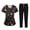 01-Black, variant on Scrubs for Women Set Cute Print Tops Short Sleeve Cartoon Pattern V Neck Stretchy Nursing Uniform Set with Pockets