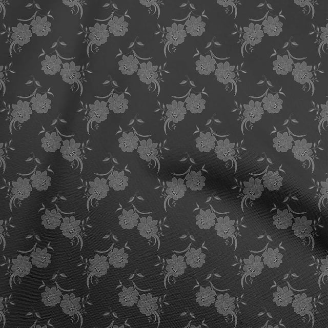 oneOone Polyester Spandex Gray Fabric Floral Sewing Craft Projects Fabric Prints By Yard 56 Inch Wide