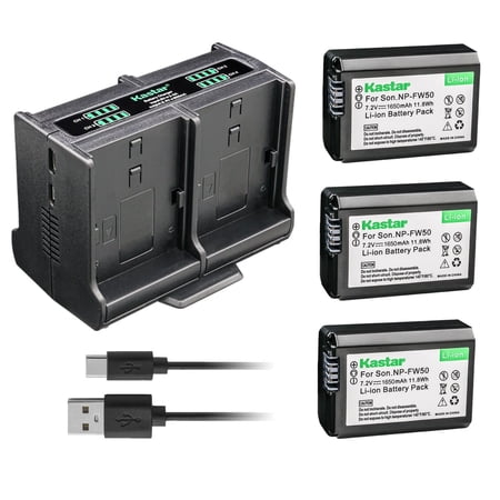 Kastar 3-Pack Battery and Quadruple Charger Compatible with Sony alpha 7 II  a7 II  a7 II  ILCE-7R  alpha 7R  a7R  a7R  ILCE-7RM2  alpha 7R II  a7RII  a7R II  ILCE-7S  alpha 7S  a7S  a7S Camera