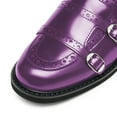 thumbnail image 3 of YDN Women Round Toe Monk Strap Lofers Buckle Slip on Low Chunky Heels Daily Work Walking Shoes Size 11 Purple, 3 of 5