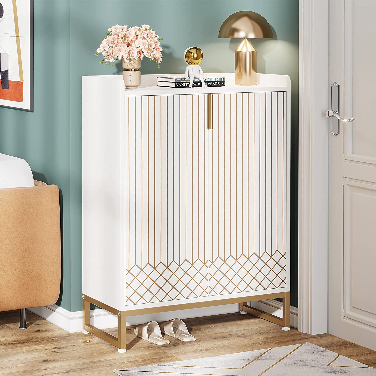 Tribesigns 5-Tier Modern Shoe Rack Organizer Cabinet with Doors