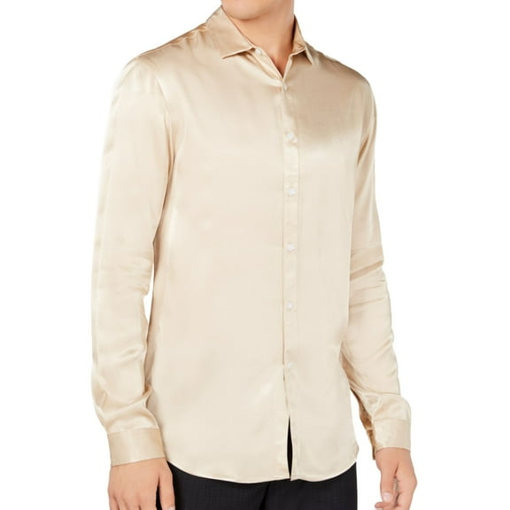 I.N.C Mens Eddie Button Up Shirt, Beige, XX-Large