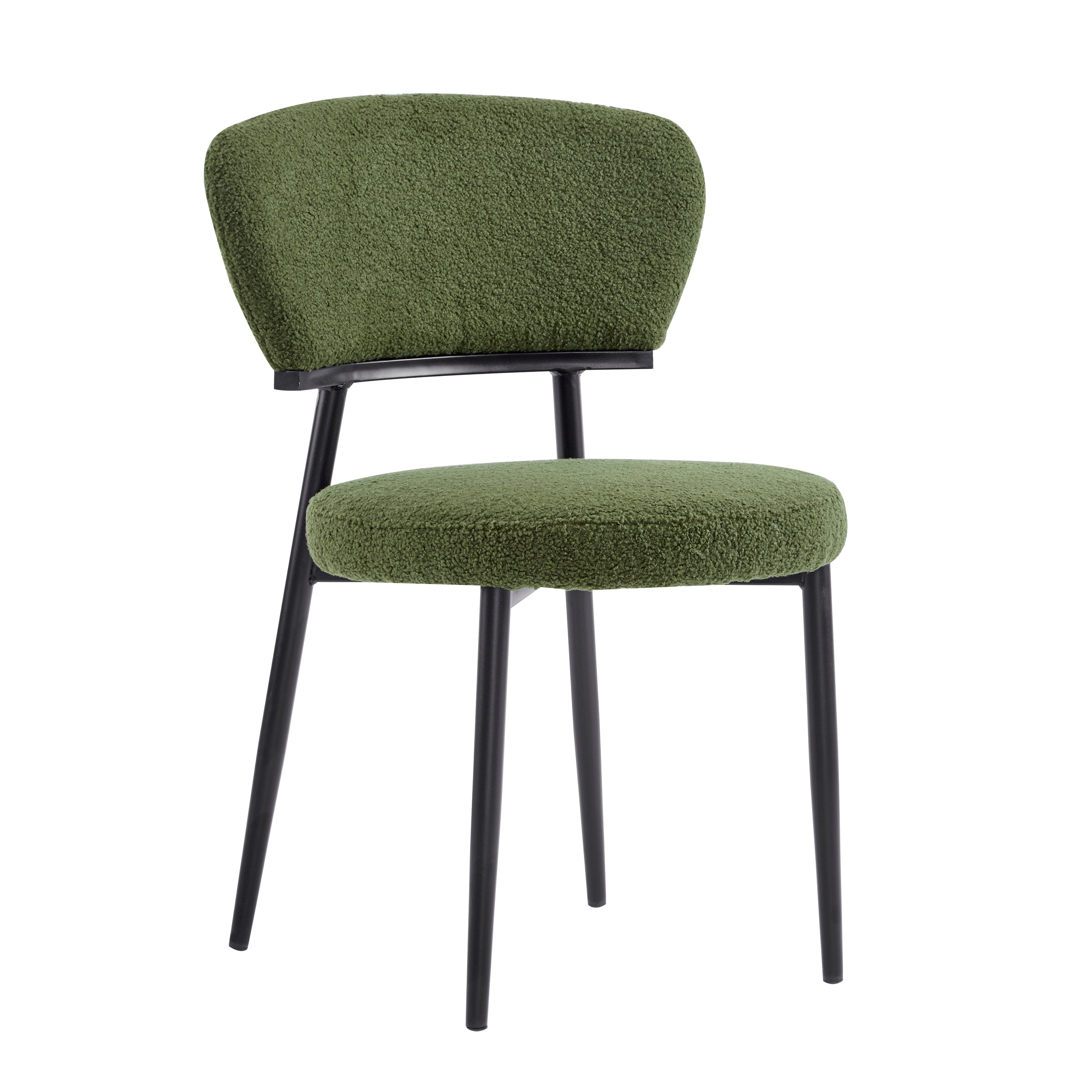 EUROCO Upholstered Dining Chairs Set of 2, Modern Accent Chair Armless,Side Chair for Kitchen Living Room,Green