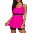thumbnail image 1 of Traje de baño Zando Tankini rosa intenso con pantalones cortos para niños con control de barriga, 1 of 5