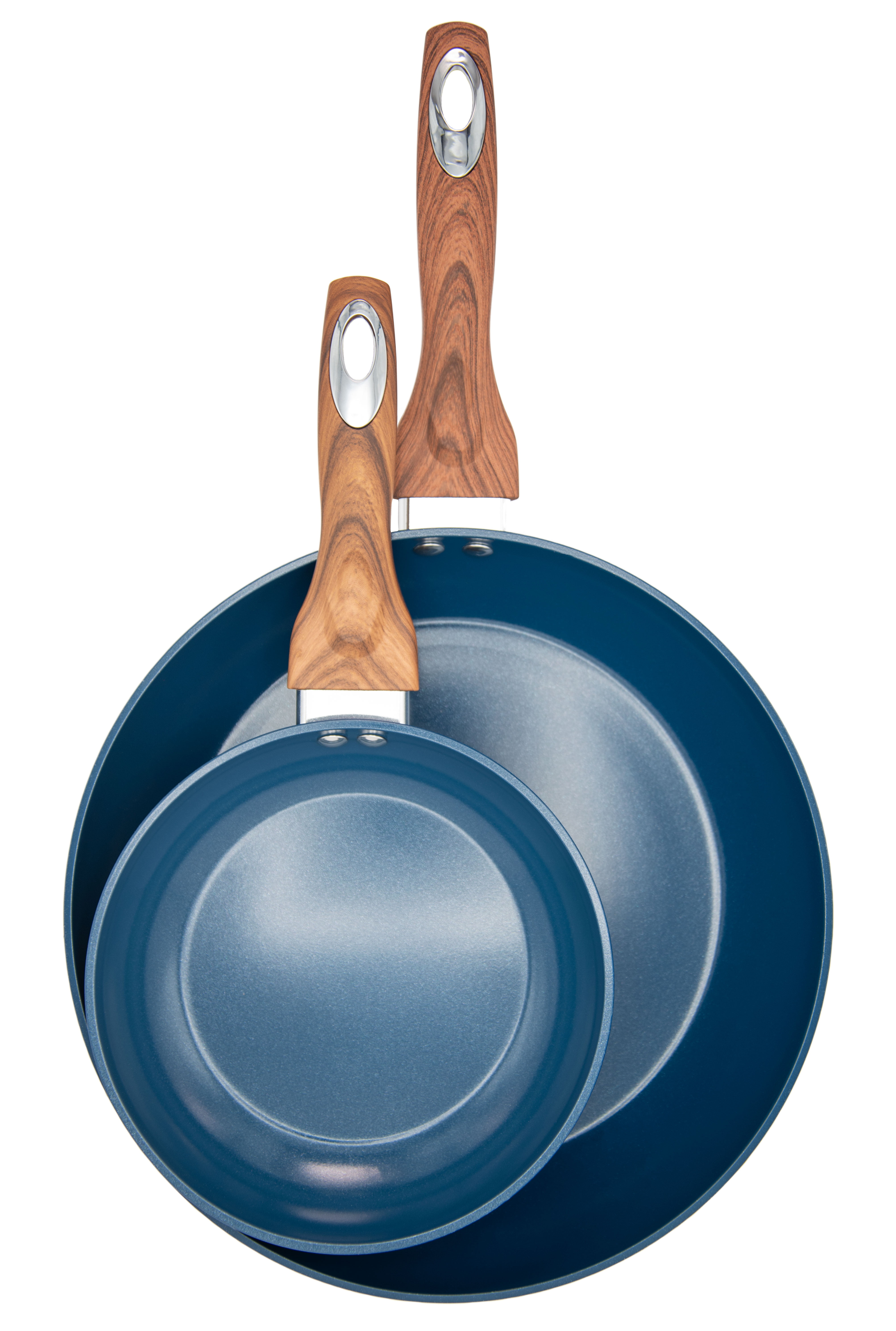 Phantom Chef 8” & 11” Frypan with Wood Handle and Aluminum body – Navy 