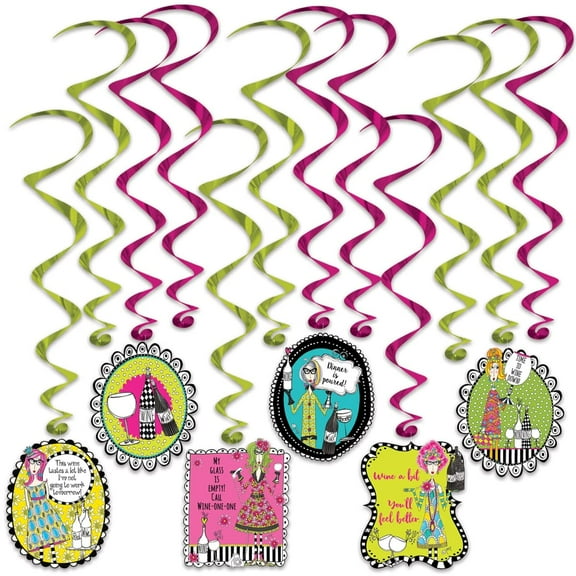 Beistle 53760 Dolly Mama's Wine Hanging Swirls, 12 Pcs, 1 Pack