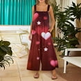 thumbnail image 3 of Fgvctg Valentine's Day Womens Jumpsuits Wide Leg Pant Casual Overall Love Heart Graphic Sleeveless Spaghetti Straps Jumpsuits Rompers Bib Overalls Plus Size Sprimg Pants With Pockets Red M, 3 of 5