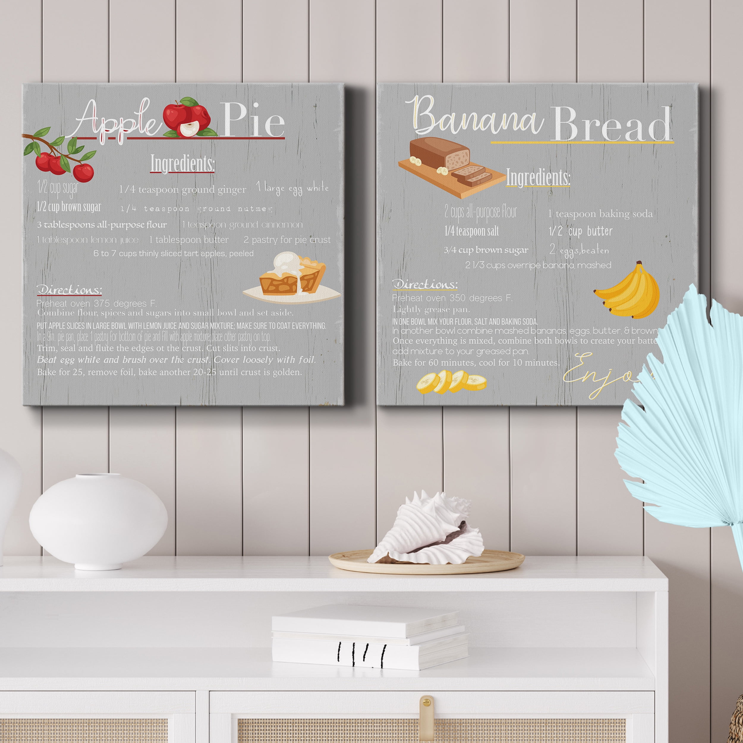 Apple Pie - Premium Gallery Wrapped Canvas - Ready to Hang Set of 2 - 40 x 40 Each