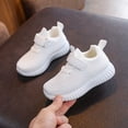thumbnail image 5 of pwidon Toddler Velcro Strap Sneakers Breathable Knit Mesh Non Slip Flexible Kids Walking School Shoes White 28, 5 of 9