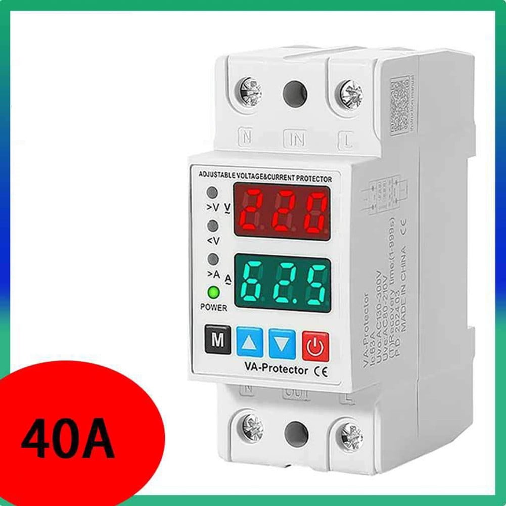 Ac 220V Dual Display Adjustable Over Voltage Current And Under Voltage Protector Adjustable V/A Protector Electrical Equipment