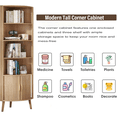 thumbnail image 5 of Oubayajia 66.73'' Tall Corner Cabinet, Modern Fluted Storage Cabinet with 2 Doors and 5 Storage Shelves, Space-Saving for Kitchen, Living Room, Study Room(Natural), 5 of 9