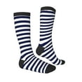 thumbnail image 3 of Fotbe Navy Blue And White Stripes print Women's Men's Novelty Crew Socks Cotton Socks Knee High Socks for Walking,Running,Nurses,Pregnancy, 3 of 9