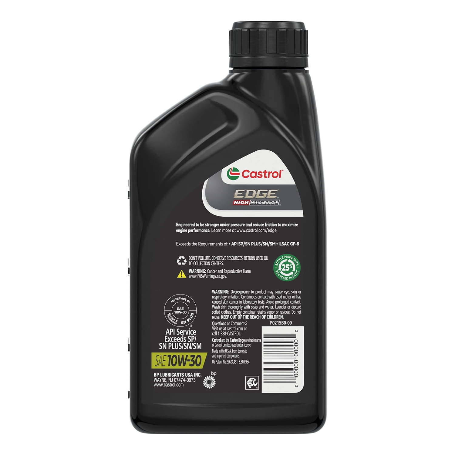 (5 pack) Castrol Edge High Mileage 10W-30 Advanced Full Synthetic Motor Oil, 1 Quart RFID