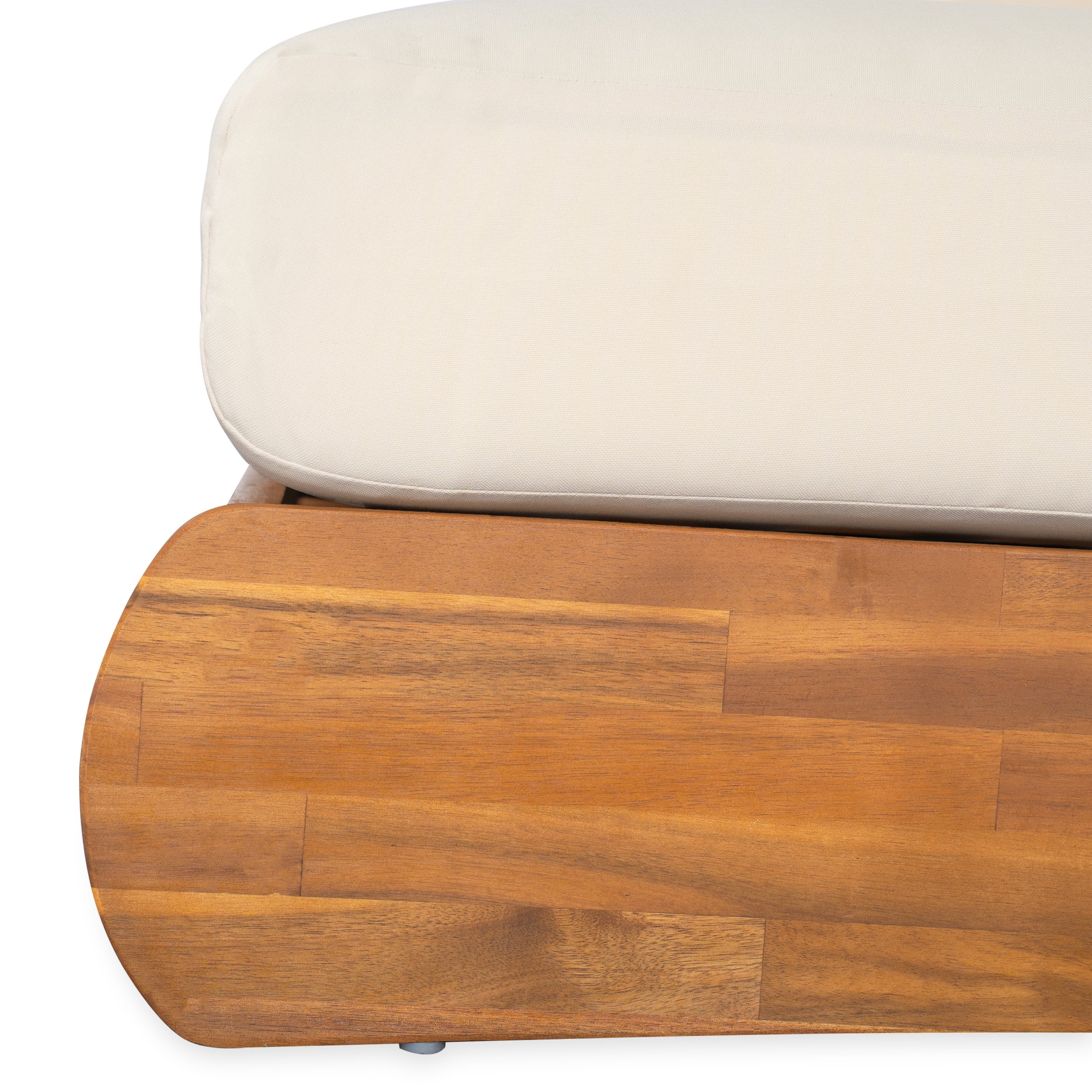 Christopher Knight Home Outdoor 3-Seat Sofa with Reclined Wood Frame & Water-Resistant Cushions, Teak+Beige