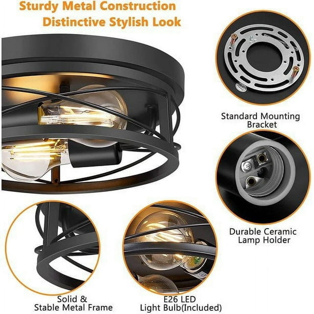 Flush Mount Ceiling Light Fixtures with 2 Bulbs Farmhouse Flush Mount Ceiling Light 2-Light Ceiling Lamps for Kitchen Bedrooms Foyer Hallways
