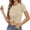 Beige, variant on Womens Crop Tops Casual Y2K Short Sleeve Basic Twist Front Tee T-Shirt