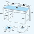 thumbnail image 7 of Greenstell 55 inch Computer Desk with Monitor Shelf, LED Lights, Power Outlets & 5 Storage Drawer, Home Office Desk, Black, 7 of 7