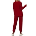 thumbnail image 2 of Hanerdun Women Pajama Set Female 2PCS Long Sleeve Nightwear Set Tracksuit Red XL, 2 of 5