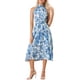 thumbnail image 2 of Vestido de verano bohemio Inspire Chic para mujer, sin mangas, con cuello halter, vestido midi casual con estampado floral en azul, talla XS, 2 of 6