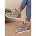 thumbnail image 4 of Women's Snow Boots 2023 New Winter With Warm Fur Lined Flat British Style Motorcycle Boots High Top Fashionable Women Comfortable Shoes, 4 of 5