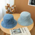 thumbnail image 5 of Sombreros de cubo de vaquero a la moda para parejas, sombrero japonés de ala grande con protección solar, sombreros de pescador informales de Panamá para hombres y mujeres, gorras planas para exterior, 5 of 5