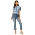 thumbnail image 2 of Allegra K Women's Ruffle Tie Neck Casual Short Sleeve Floral Blouse, 2 of 6