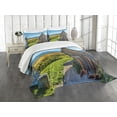 thumbnail image 3 of Ambesonne Outhouse Quilted Bedspread Set 3 Pcs, Farm Village Rustic, King Size, Dark Grey Sky Blue, 3 of 5