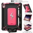 thumbnail image 2 of ELEHOLD For iPad Air 3rd Generation 2019 / iPad Pro 2017 10.5 inch ,Rugged Shockproof 3-Layer Kickstand Pencil Holder Protective Case with Shoulder Strap for Kids,Outdoor Travel,Blackrose, 2 of 8