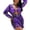Purple, variant on Women's Plus Size Abstract Print Cutout Three-Piece Swimsuit - Long Sleeve Ruched Bikini for Active Beach Resort & Sun Protection