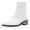 White, variant on Women Square Closed Toe Ankle Boots Chain Hollowed Chunky Low Heels Side Zipper Short Booties Ladies Winter Dress Shoes Size 7 White