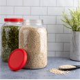 thumbnail image 3 of 2 Pack - 1 Gallon Mason Jar - Glass Jar Wide Mouth with Red Plastic Lid - Container for Storing Dry Foods, Spices, Pasta, Legumes and Pet Food - Airtight Kitchen Storage, 3 of 3