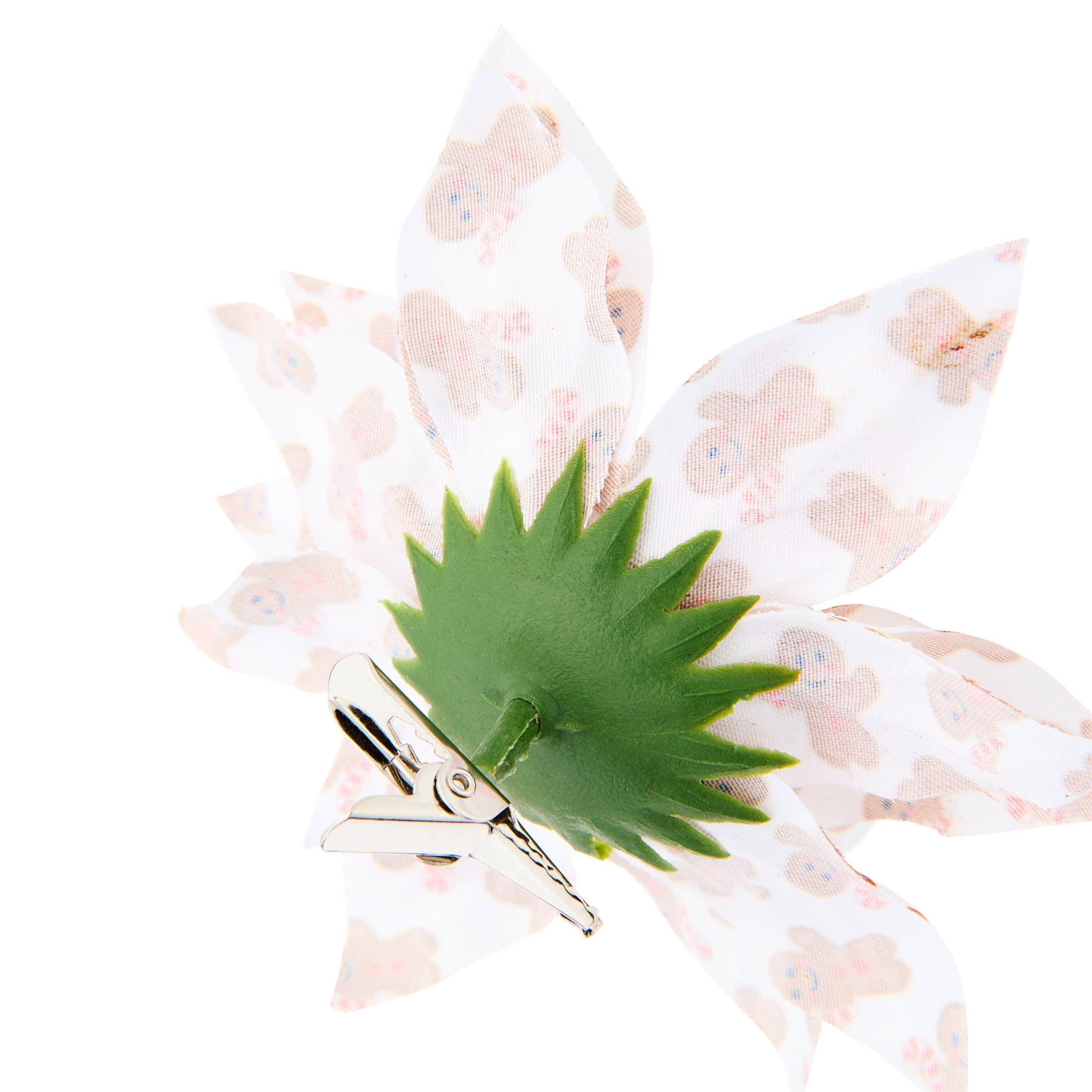 Multicolor Gingerbread Print Poinsettia Mini Christmas Clip Ornament, 4.3", by Holiday Time
