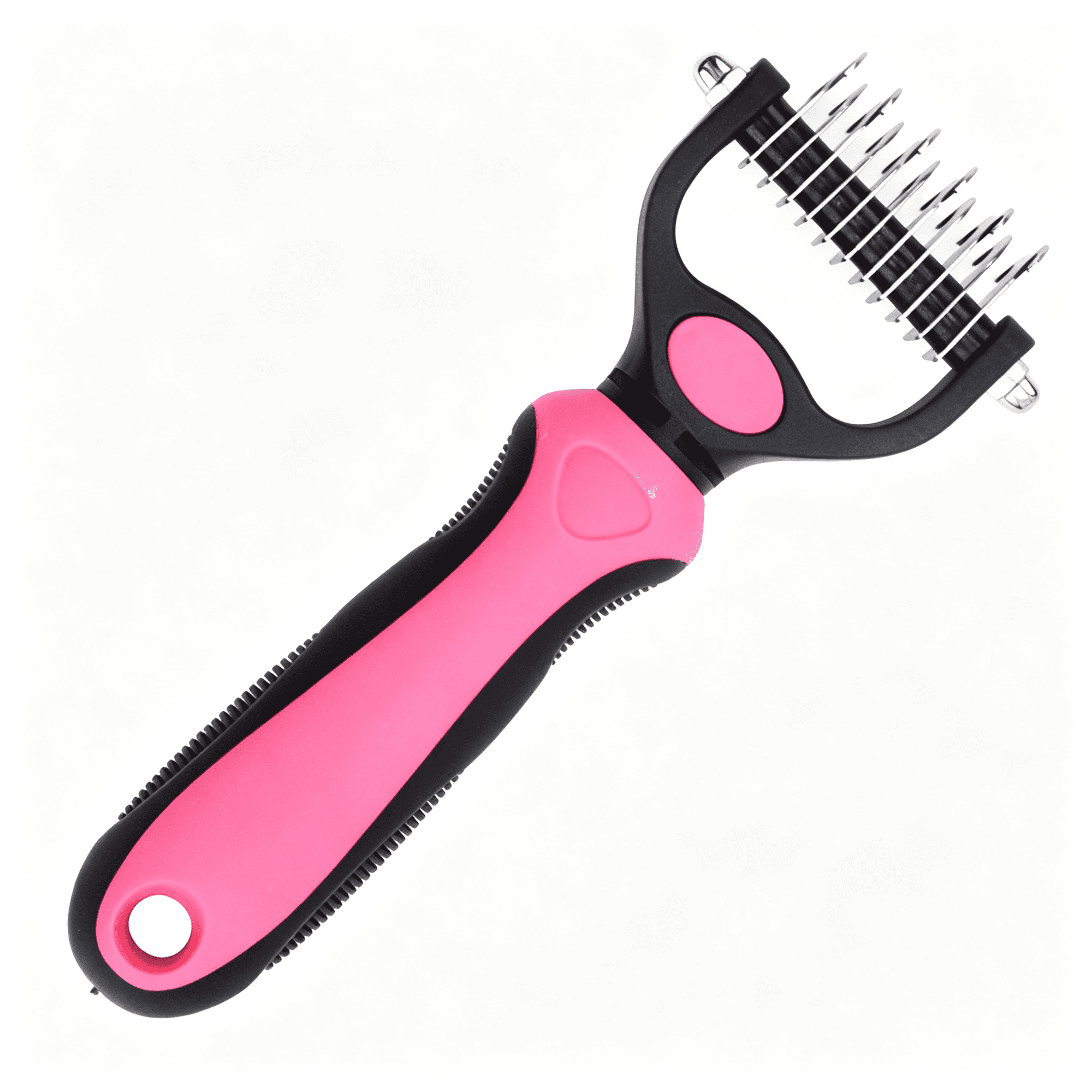 ACDANC Dog Grooming Tool - Pet Grooming Tool for Dogs & Cats 2-In-1 Dual-Sided Deshedding Brush & Dematting Comb with Rounded Teeth For Loose Hair Mats & Tangles Long & Thick Coats (Pink-Small)