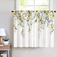 thumbnail image 4 of Eucalyptus Leaves Sunflower Kitchen Curtains 2 Panels 27.5W x 39H Rod Pocket Rustic Farmhouse Plant Botanical Wooden Decor Bathroom Small Short Window Drapery Treatment, 4 of 6