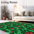 thumbnail image 2 of ODIKA 6'x9' Machine Washable Non-Slip Area Rug, Holly Berry Wreath Door Christmas Botanical Entrance Decoration High Traffic Rug, Green, 642069, 2 of 7