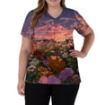 thumbnail image 3 of Cloud Printed Scrubs For Women Vneck Medical Scrub Tops Short Sleeve Stretch Nurse Uniform Fashion Scrub Tops With Pocket Purple Pink XXXXL, 3 of 5