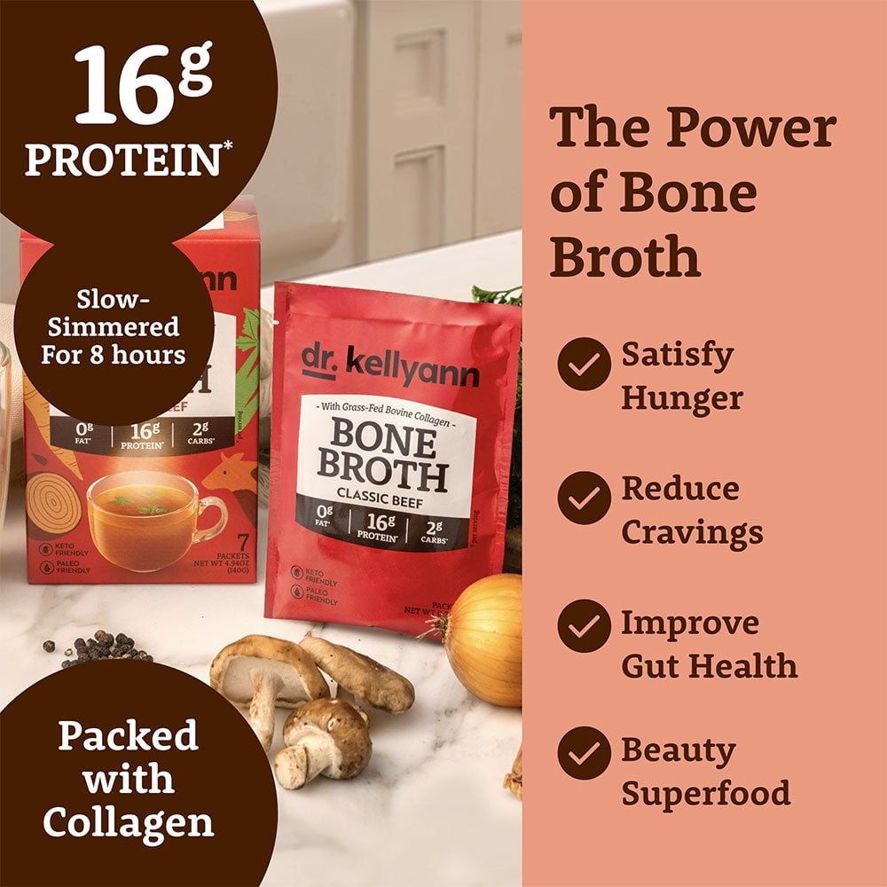 Dr. Kellyann Bone Broth Packets 7 count – Classic Beef