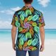 thumbnail image 4 of Fotbe Hippie Style Camisa Hawaiana para Hombre Unisex – Camisa Casual de Verano con Botones de Manga Corta de Algodón y Lino,Large, 4 of 7