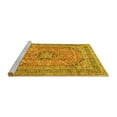 thumbnail image 2 of Ahgly Company Machine Washable Indoor Square Medallion Yellow Traditional Area Rugs, 6' Square, 2 of 4