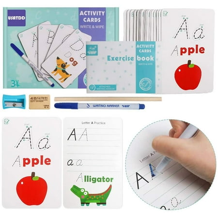 HTCM ABC Alphabet & Sight Words Flash Cards,Erasable Letter tracing ...