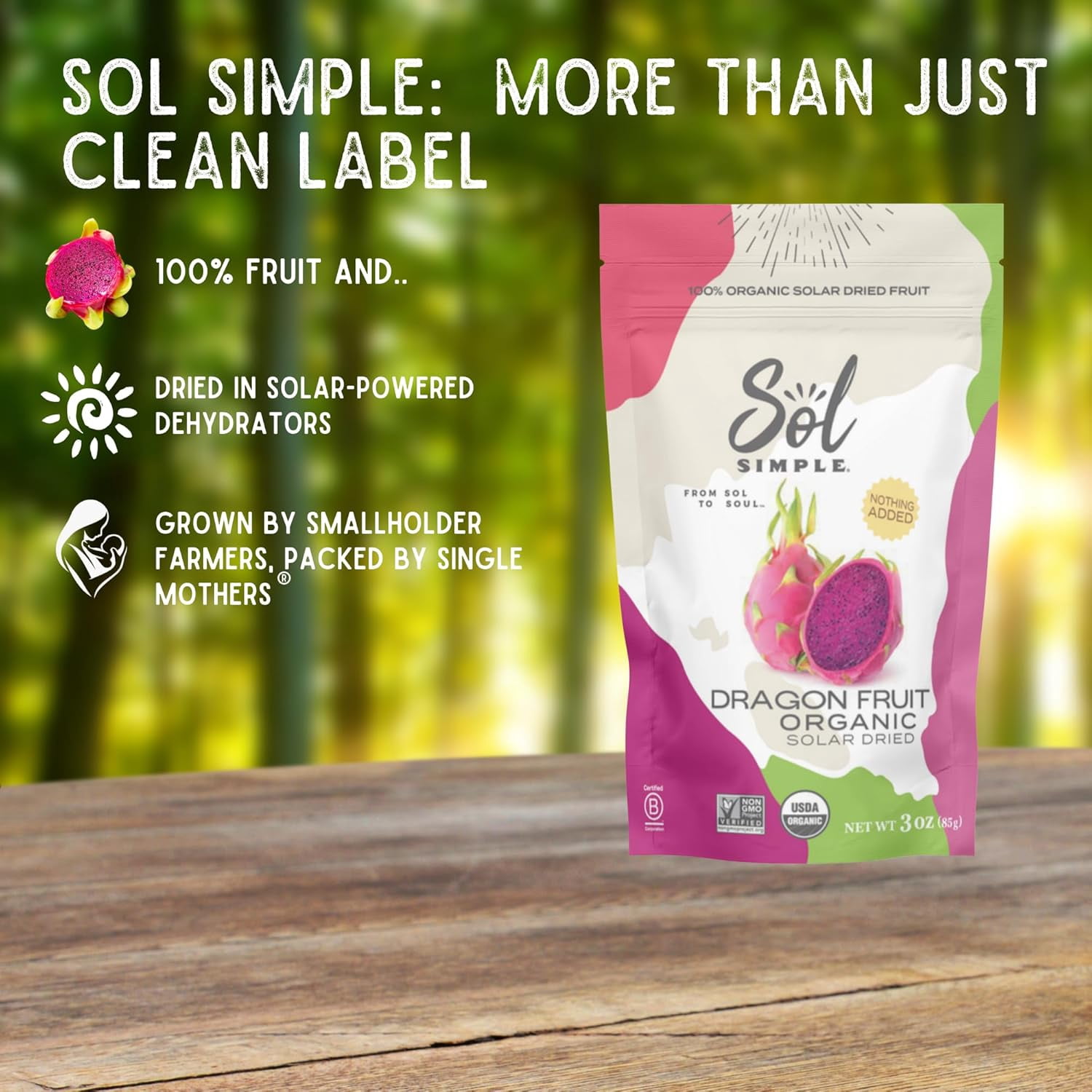 (Pack Of 6) Sol Simple Fruit Dragon Dried Organic 3 Oz
