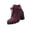 Wine, variant on Shrysg Women's Casual Ankle Boots with Side Zipper Thick Mid Heels Lace Up Buckle Platform Shoes Comfortable Fashion Footwear Blue