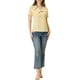 thumbnail image 2 of Blusa suelta amarilla de manga corta con cuello en V y estampado para mujer INSPIRE CHIC, talla S, 2 of 7