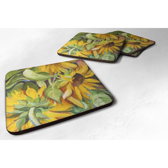 Carolines Treasures JMK1266FC Sunflowers Foam Coaster Set of 4 3 1/2 x 3 1/2 multicolor
