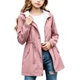 thumbnail image 2 of FSYBOA Girls Windbreaker Jackets Size 14-16T, Comfortable Full Zip Long Sleeve Waterproof Hooded Outerwear Pink, 2 of 6