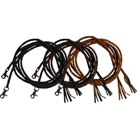 Leather Braided Split Reins (Black)