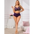 thumbnail image 2 of INSPIRE CHIC Women's Lace Front Zipper Closure Wireless Bra Push Up Full Coverage Lightly Padded Lingerie M Purple, 2 of 4